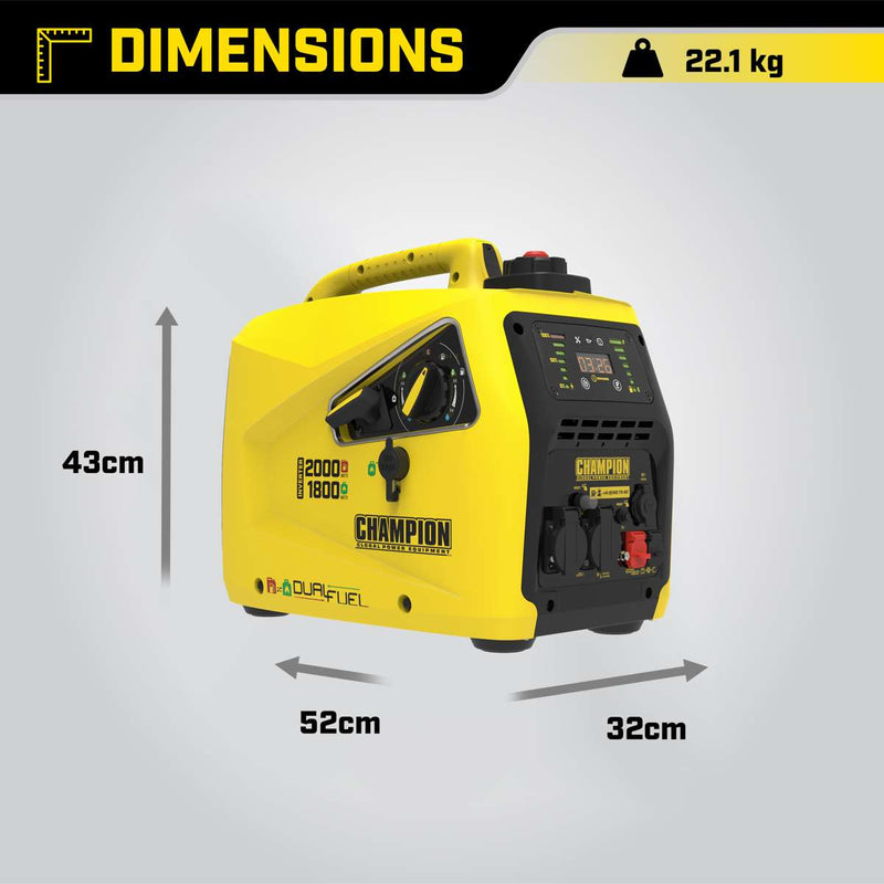 Champion 2000 Watt Inverter Dual Fuel essence/propane