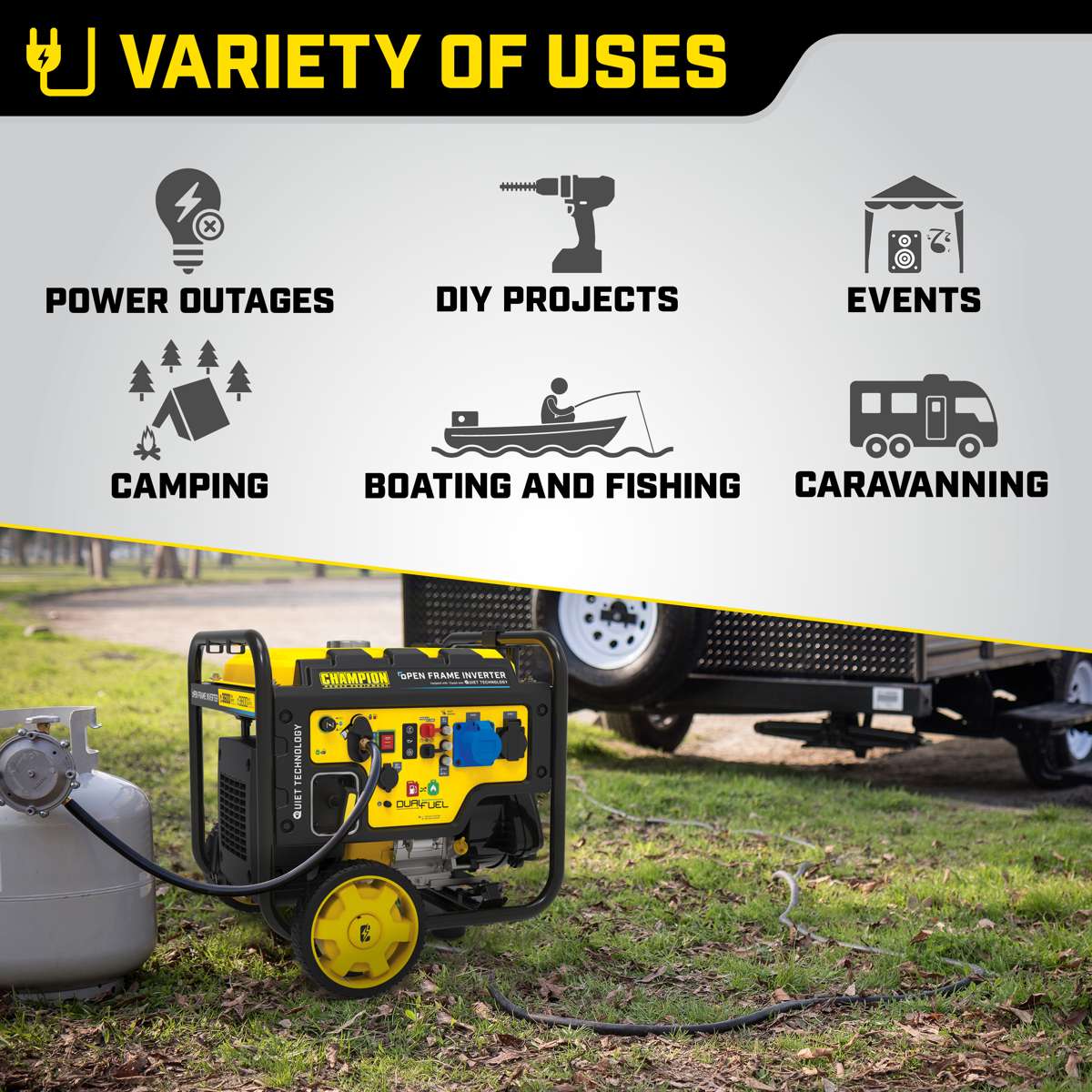 Champion 3600 Watt Dual Fuel groupe électrogène Inverter essence/propane